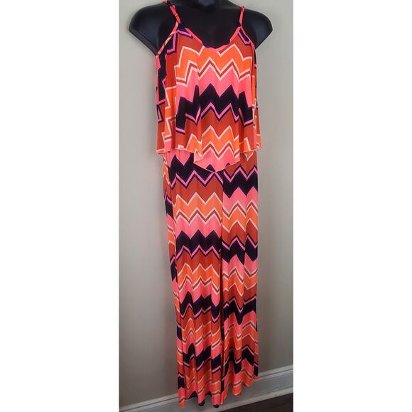 RUE 21  Flowy Chevron Print Tiered Jumpsuit - Picture 3 of 8